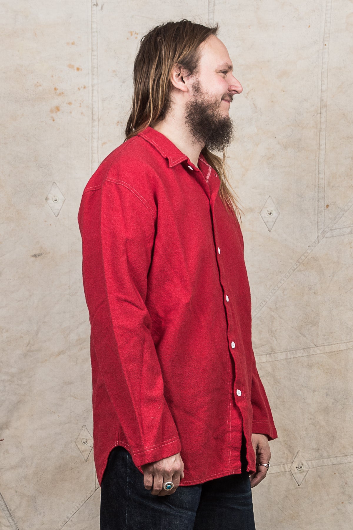 Tender Weaver's Stock Wool Tail Shirt Scarlet