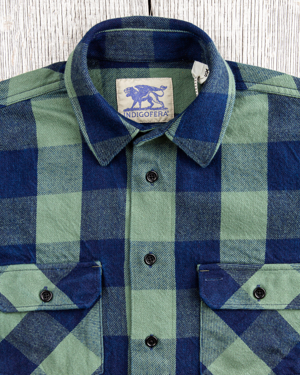Indigofera Norris Flannel Shirt Dark Indigo / Green
