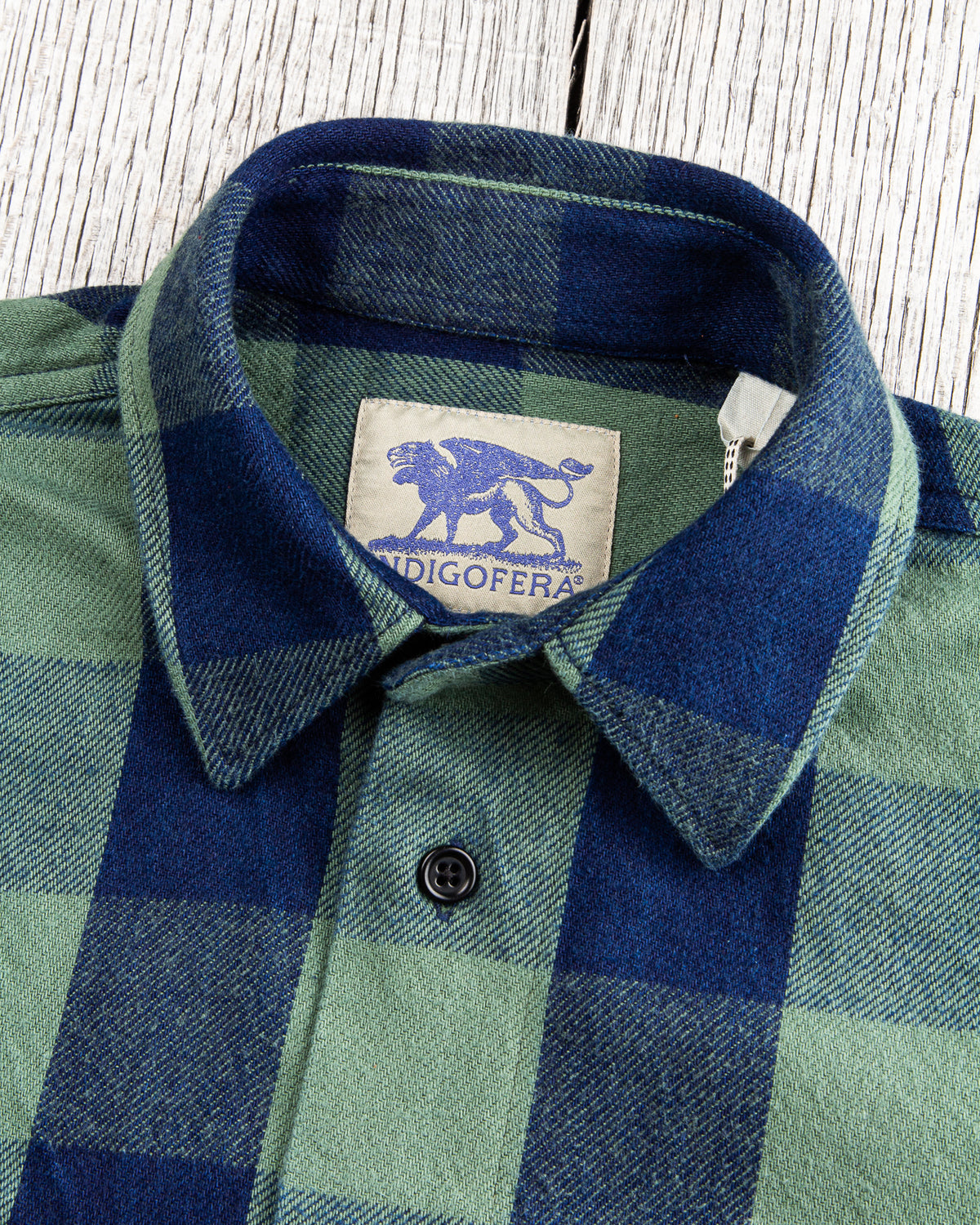 Indigofera Norris Flannel Shirt Dark Indigo / Green