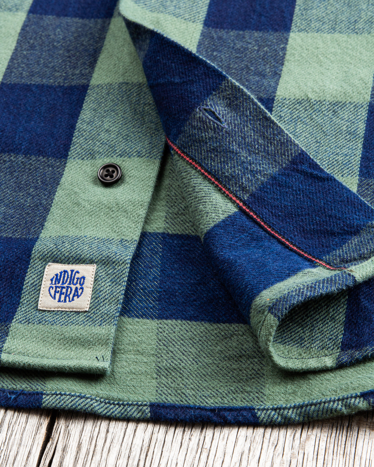 Indigofera Norris Flannel Shirt Dark Indigo / Green