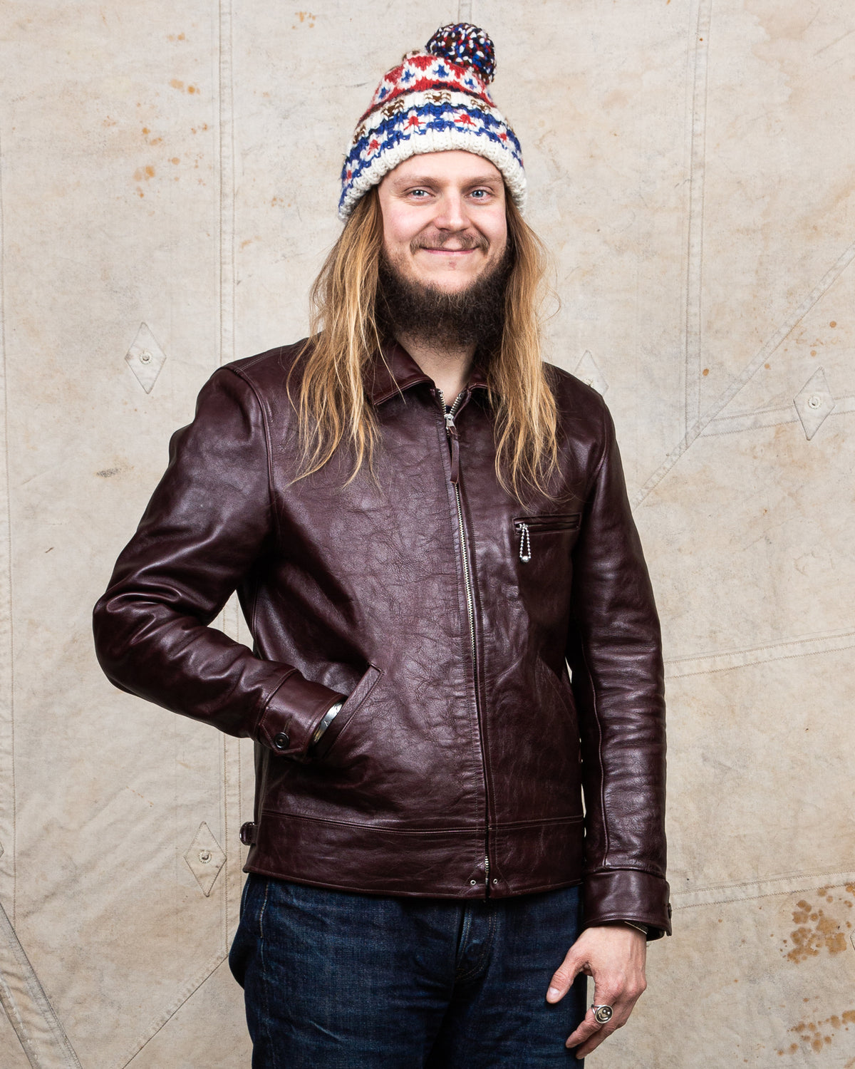 Second Hand Fountainhead Leathers Alpha Jacket - Burgundy Horsehide