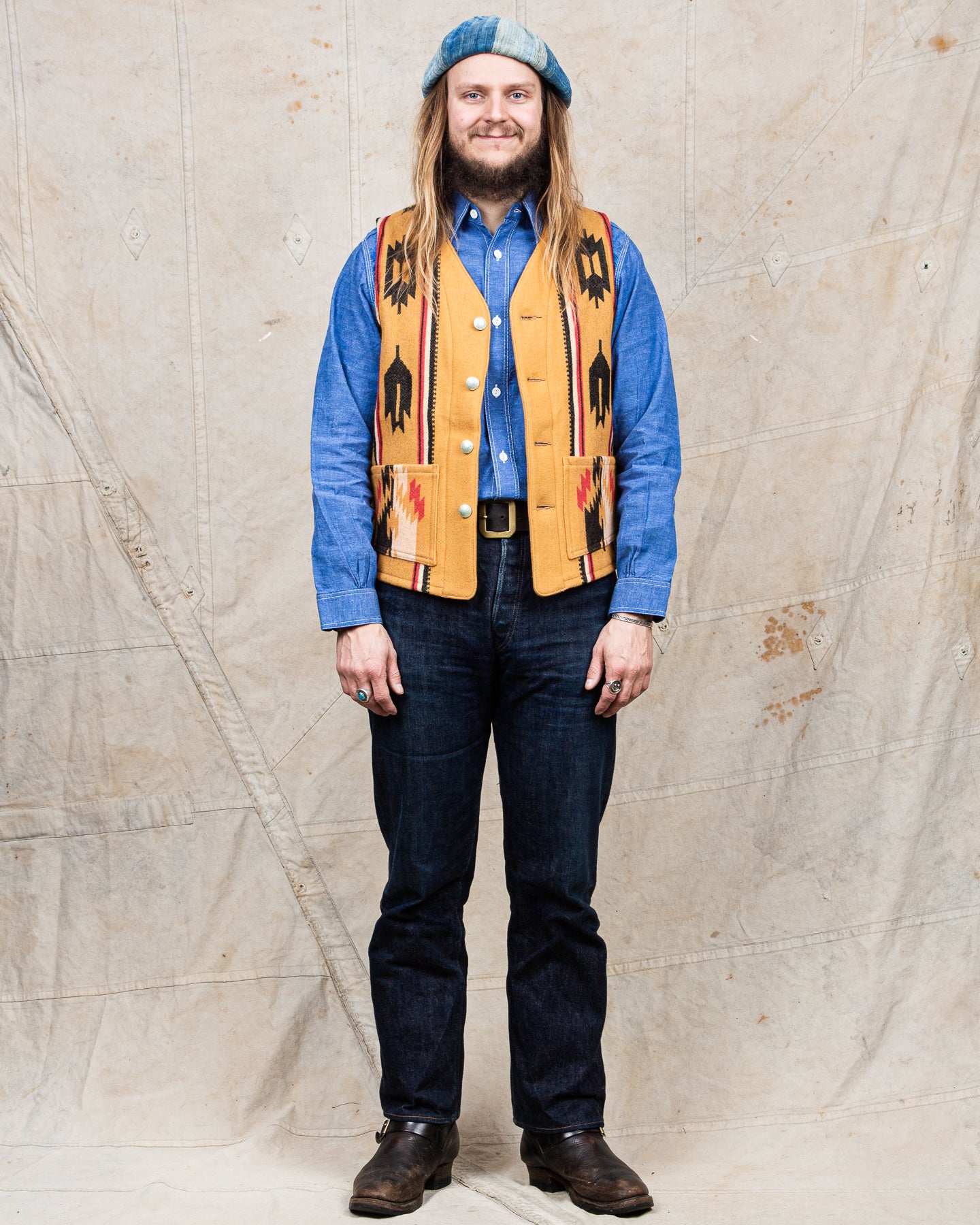 トップス SUGAR CANE / WOOL BLANKET VEST SC14493 Sugar Cane & Co SC14993 Wool Blanket Vest – Second Sunrise
