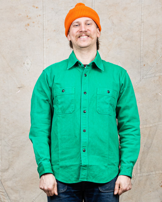 Sugar Cane & Co. Heavy Pique Shirt Pigment Dyed Green