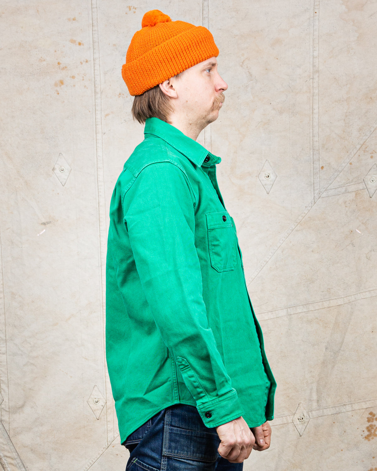 Sugar Cane & Co. Heavy Pique Shirt Pigment Dyed Green