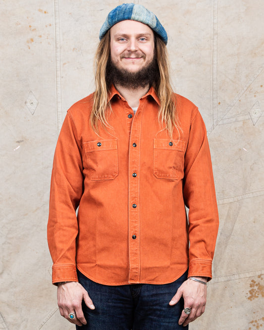 Sugar Cane & Co. Heavy Pique Shirt Pigment Dyed Orange