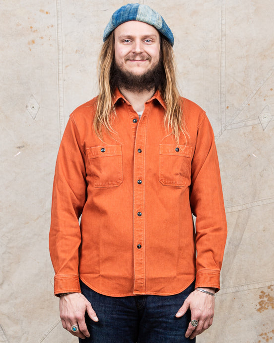 Sugar Cane & Co. Heavy Pique Shirt Pigment Dyed Orange