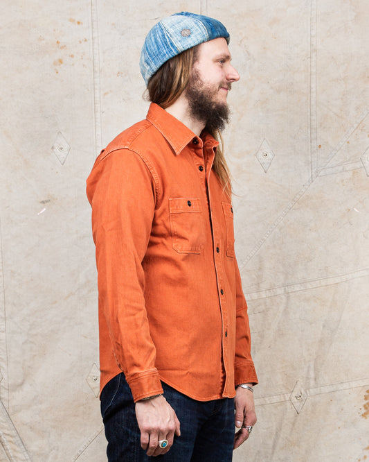 Sugar Cane & Co. Heavy Pique Shirt Pigment Dyed Orange