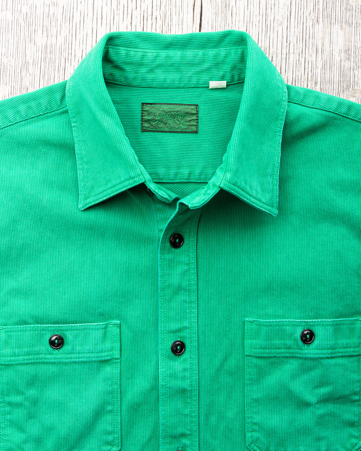 Sugar Cane & Co. Heavy Pique Shirt Pigment Dyed Green