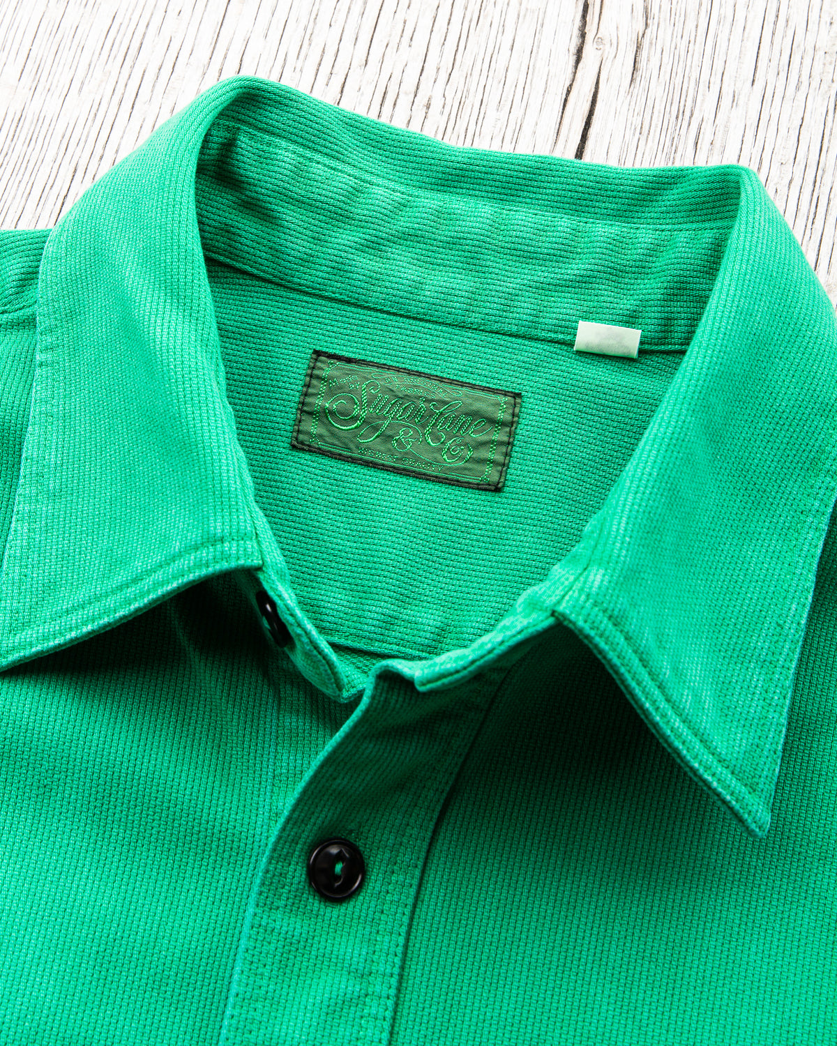 Sugar Cane & Co. Heavy Pique Shirt Pigment Dyed Green