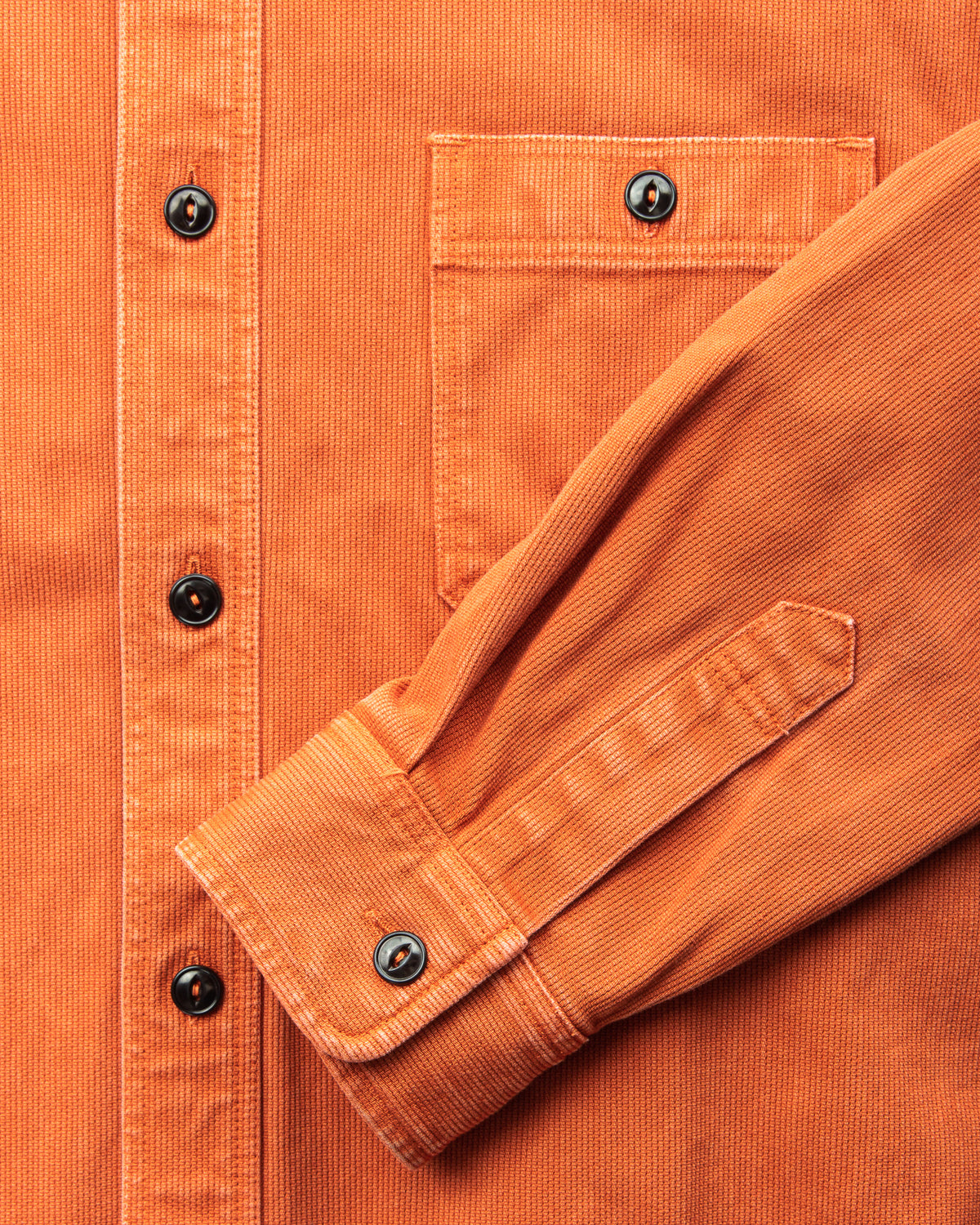 Sugar Cane & Co. Heavy Pique Shirt Pigment Dyed Orange