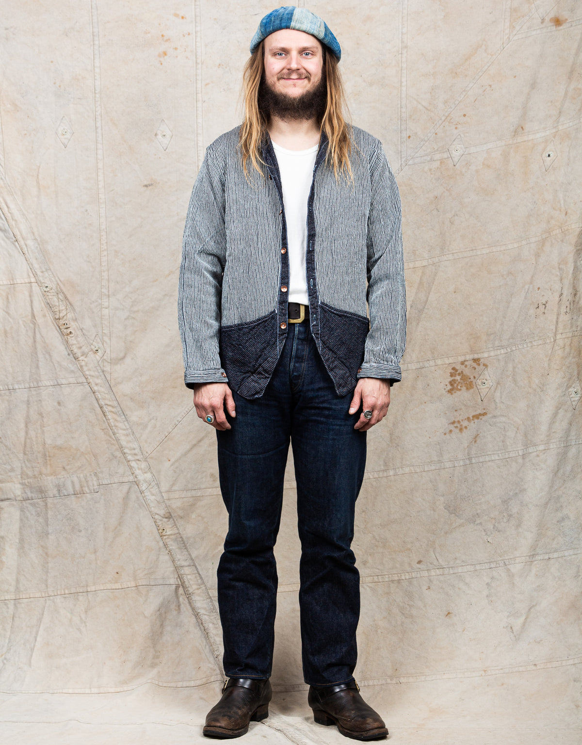 Tender Type 461 Baste Shirt Chain Cord Indigo Rinsed Wash