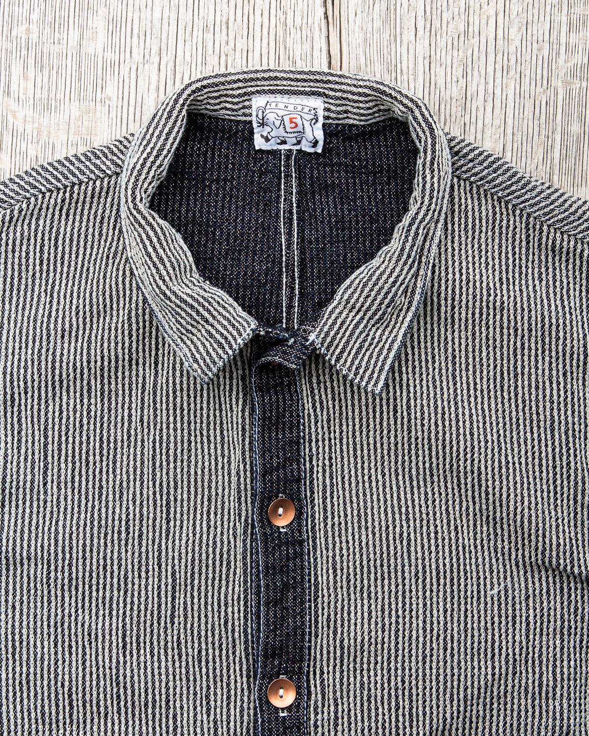 Tender Type 461 Baste Shirt Chain Cord Indigo Rinsed Wash