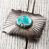 Vintage Navajo Sunburst Silver & Turquoise Belt Buckle