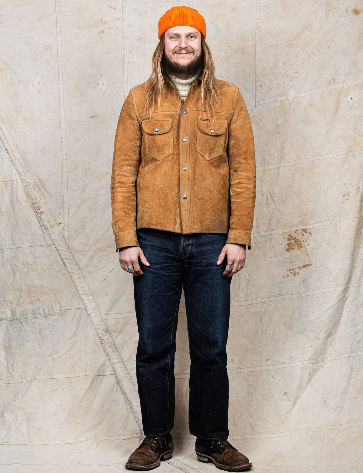 Second Hand Indigofera Fargo Leather Jacket Cognac Rough-out