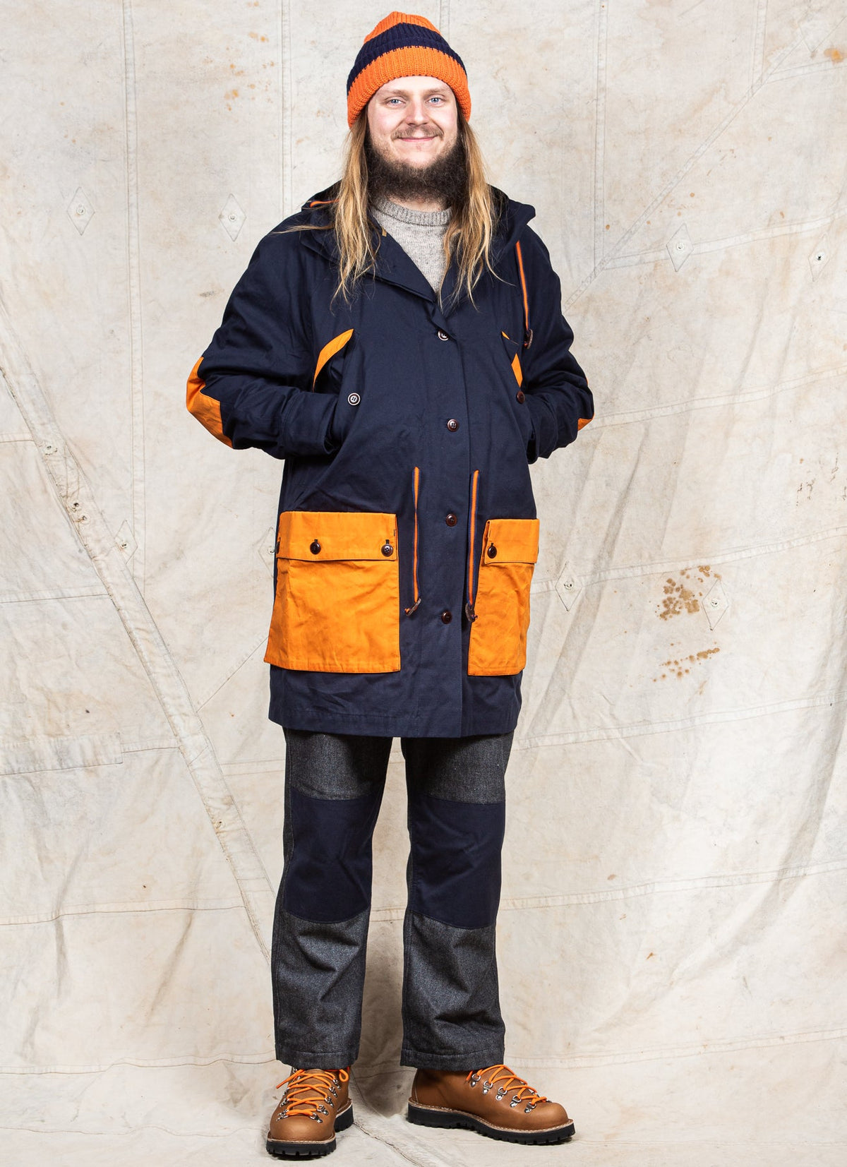 Indigofera x Second Sunrise Storm Jacket Navy / Orange