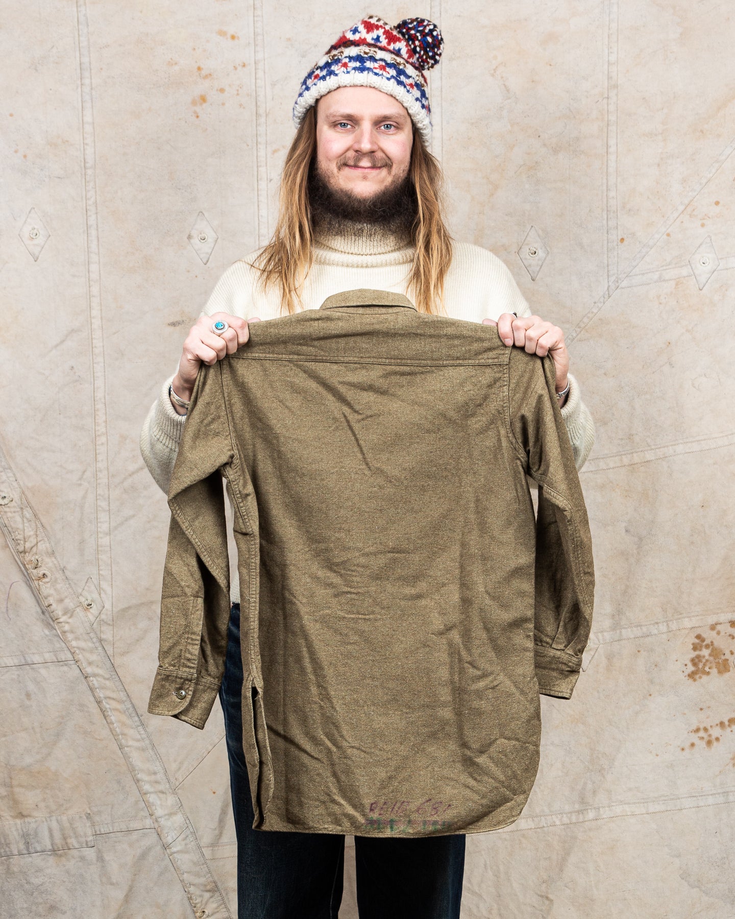 Vintage Korean War Canadian Army Wool Shirt Size 14,5