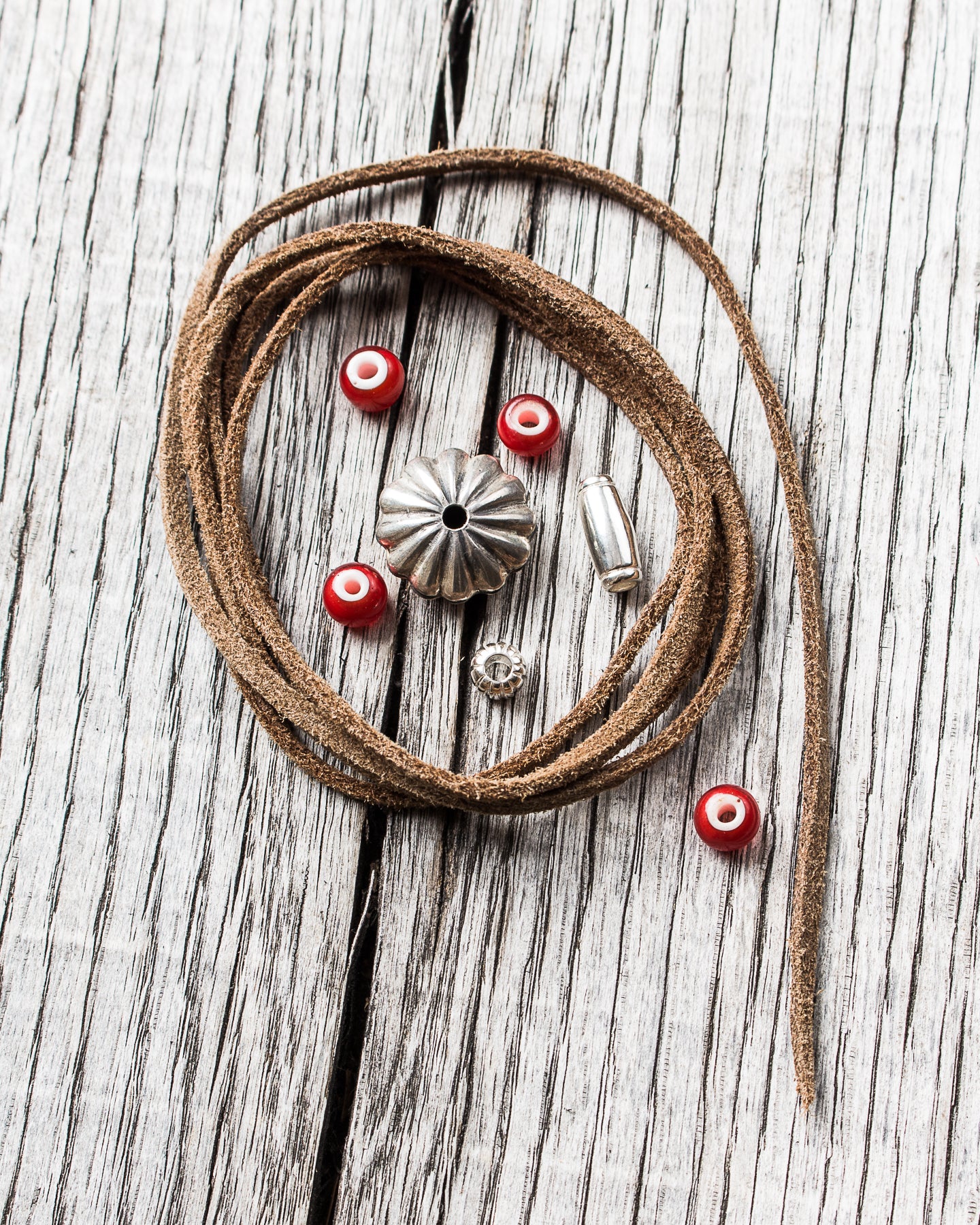 African White Heart Trade Bead Red