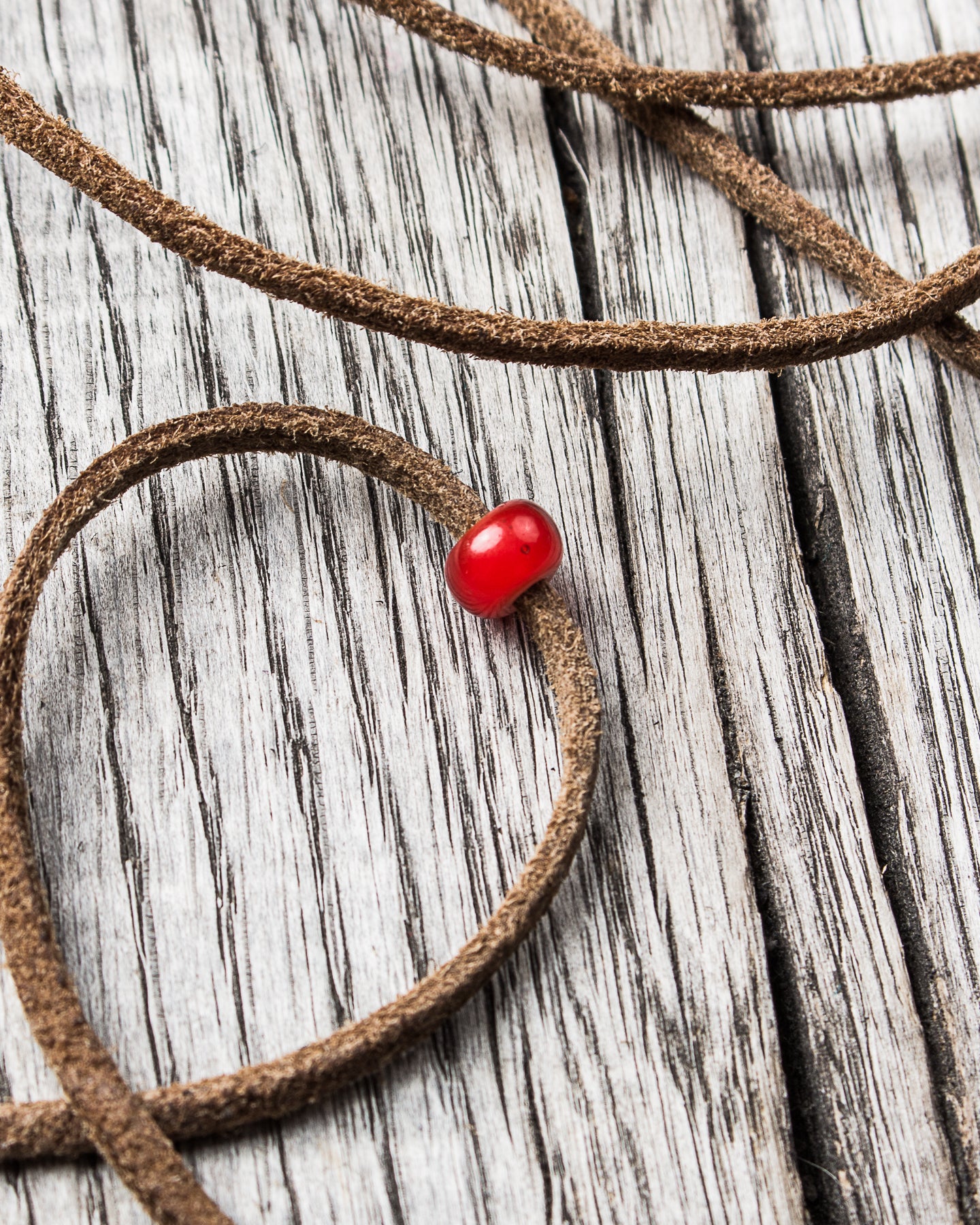 African White Heart Trade Bead Red