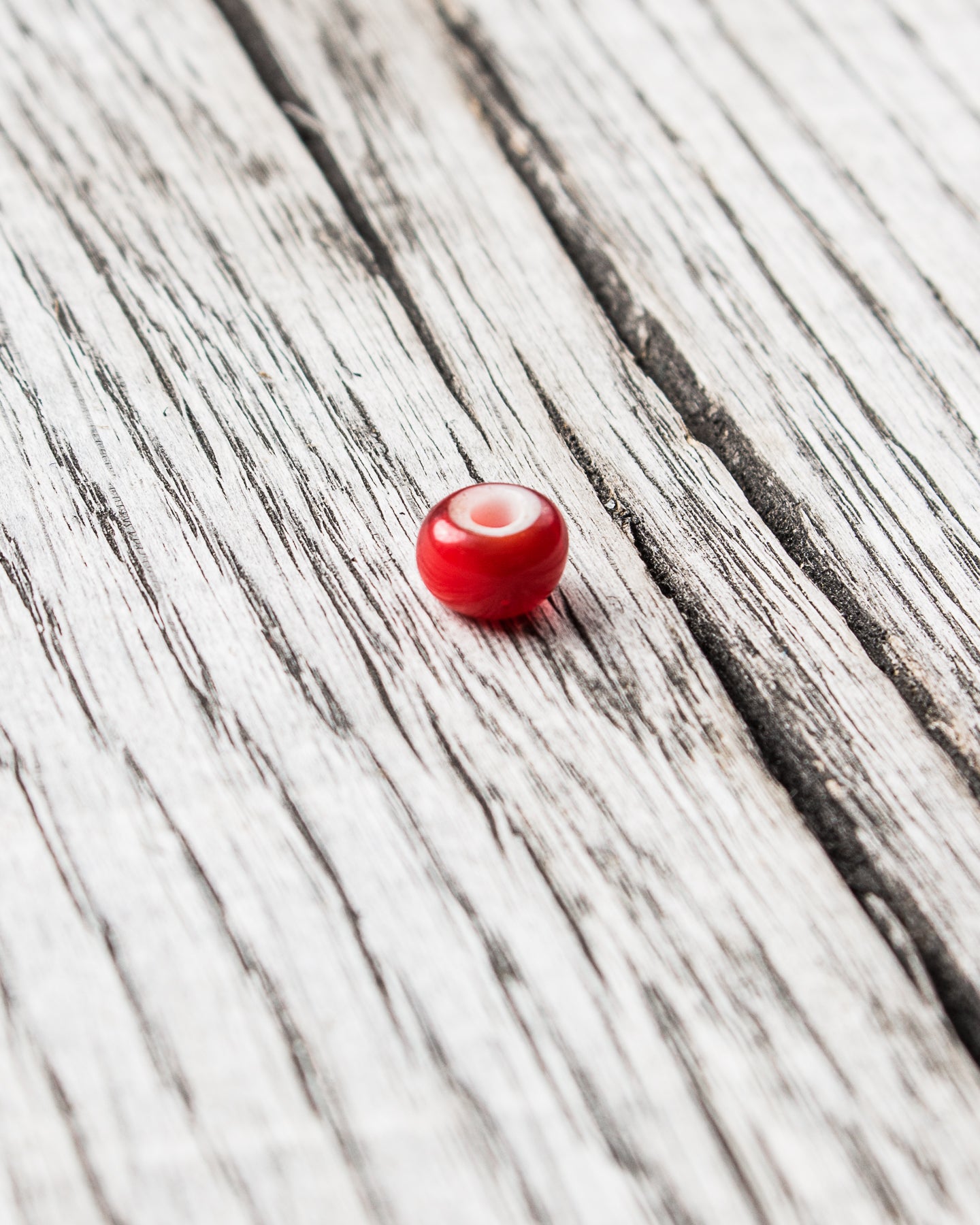 African White Heart Trade Bead Red