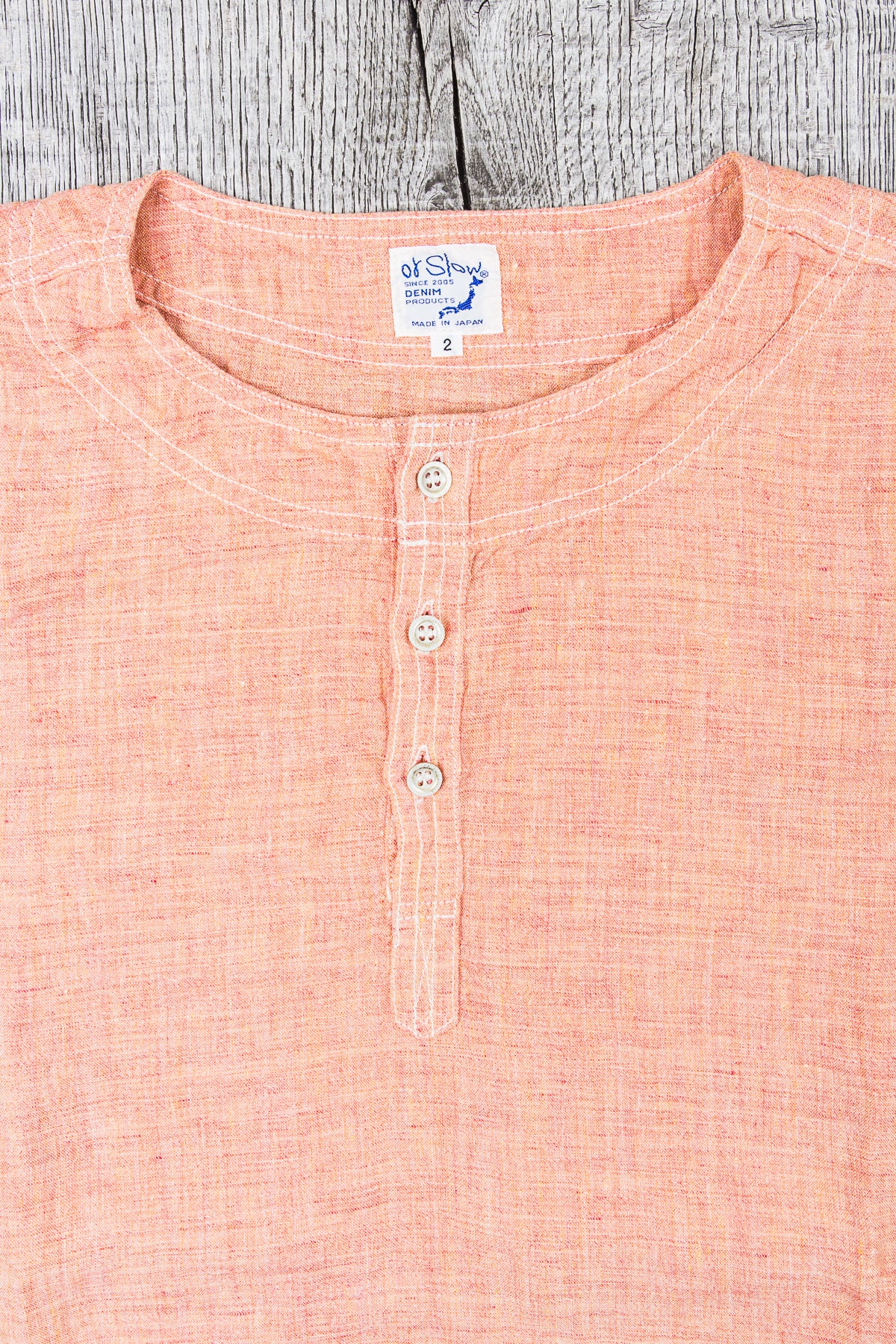 OrSlow Pullover Linen Shirt Orange