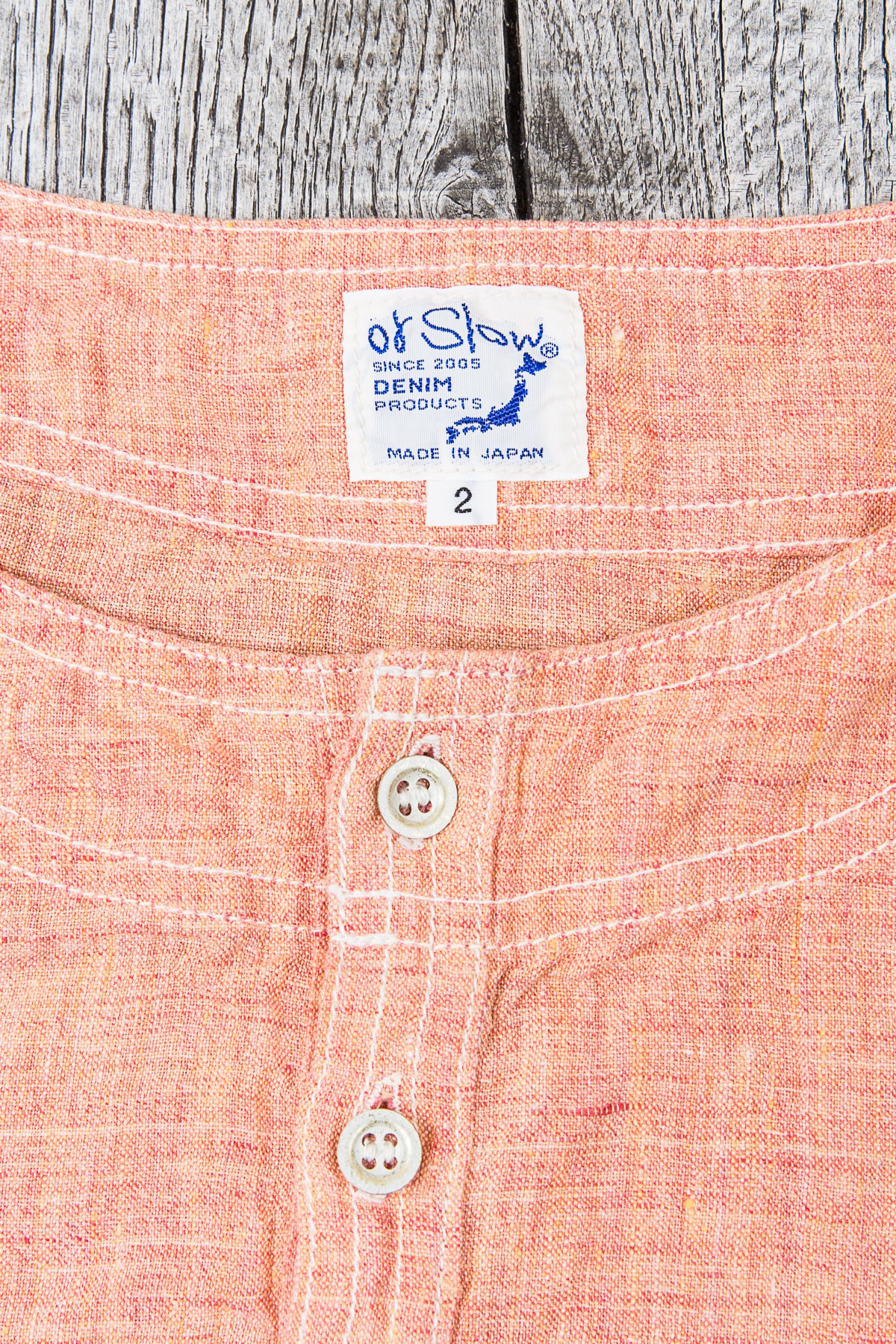 OrSlow Pullover Linen Shirt Orange