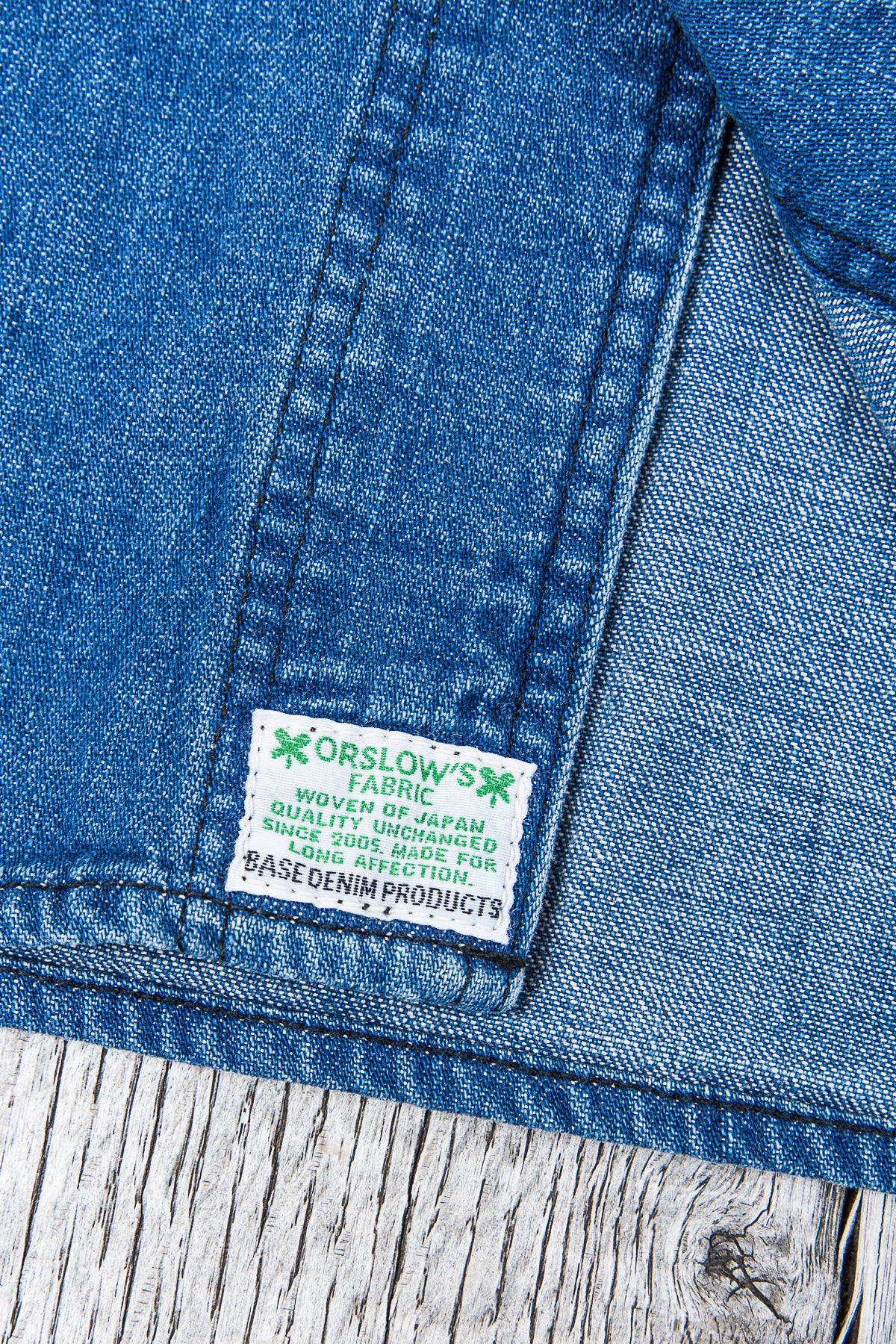 OrSlow No Collar 3/4 Sleeve Denim Shirt