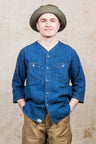 OrSlow No Collar 3/4 Sleeve Denim Shirt