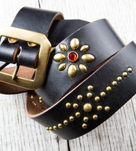 Lone Wolf Leathers Studded Belt Brass Buckle