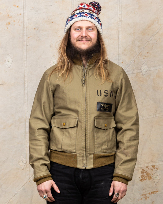 Second hand Real McCoy's Style 37J1B A. Zielinski Co. Flight Jacket Khaki Size 46