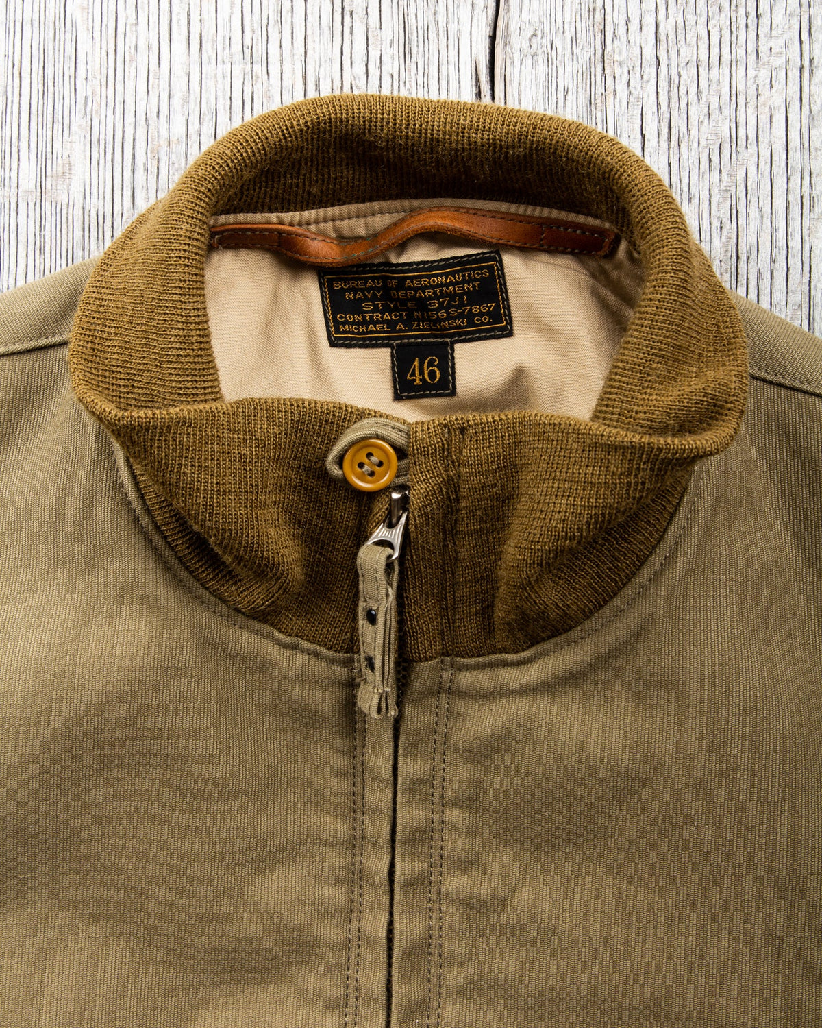 Second hand Real McCoy's Style 37J1B A. Zielinski Co. Flight Jacket Khaki Size 46