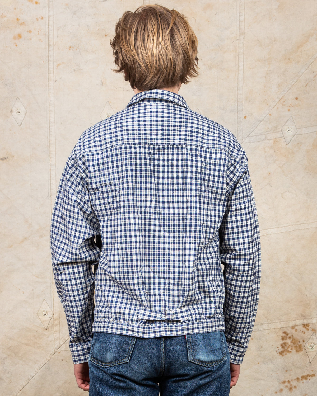 Warehouse & Co Lot 2166 Indigo Check Round Collar Jacket