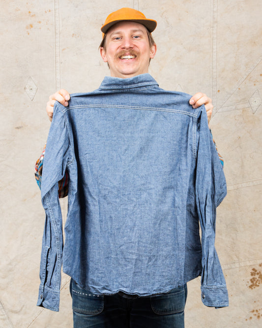 Second Hand Sugar Cane Co. Blue Chambray Work Shirt Size Small