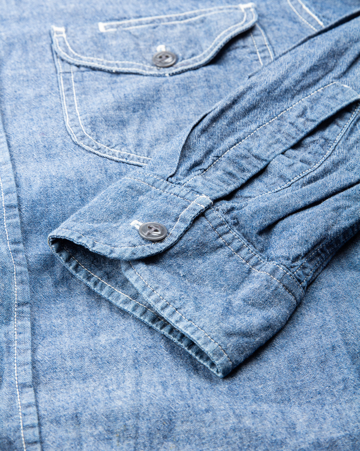 Second Hand Sugar Cane Co. Blue Chambray Work Shirt Size Small
