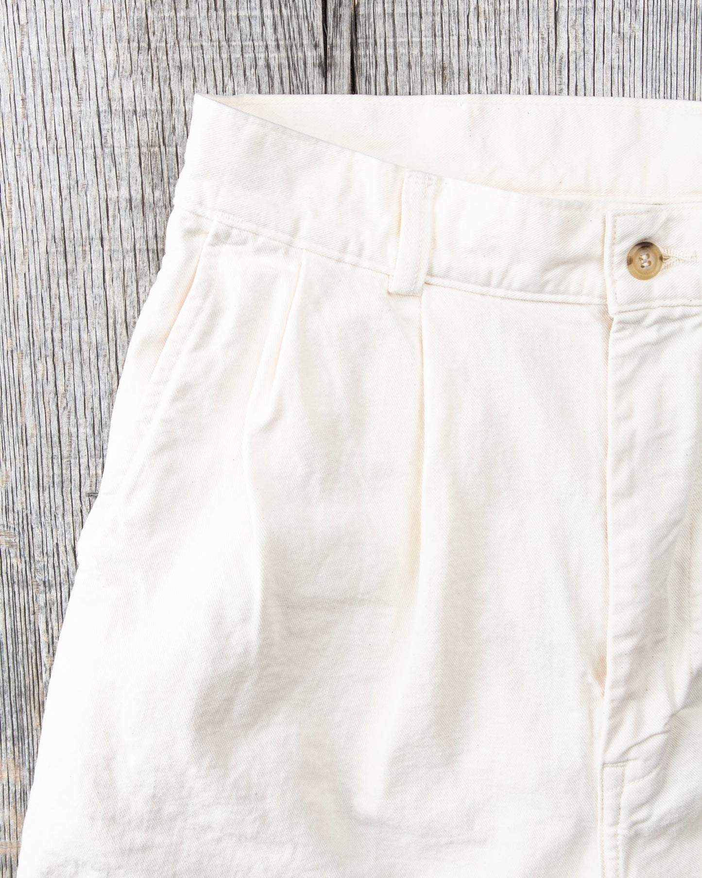 OrSlow Two Tuck Kinari Denim Wide Pants Ecru