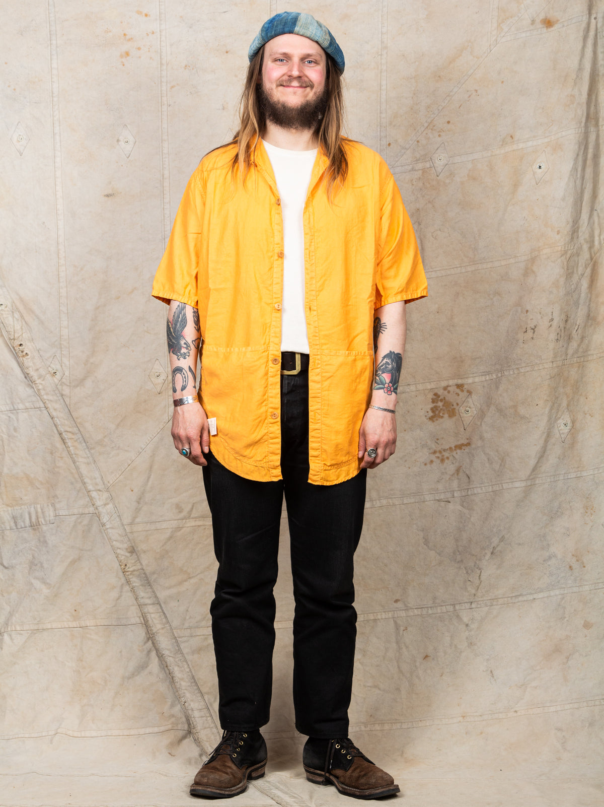 Tender Type 443 Short Sleeve Compass Pocket Shirt Annatto Dyed