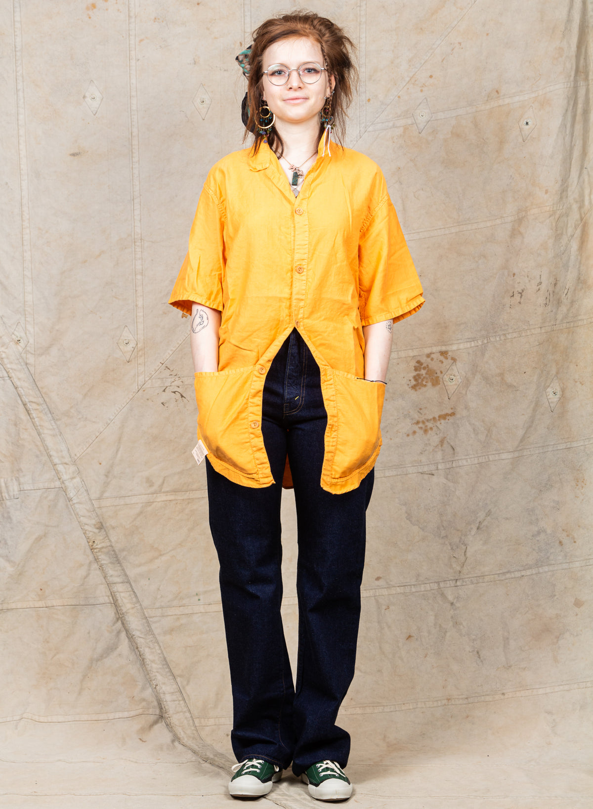 Tender Type 443 Short Sleeve Compass Pocket Shirt Annatto Dyed