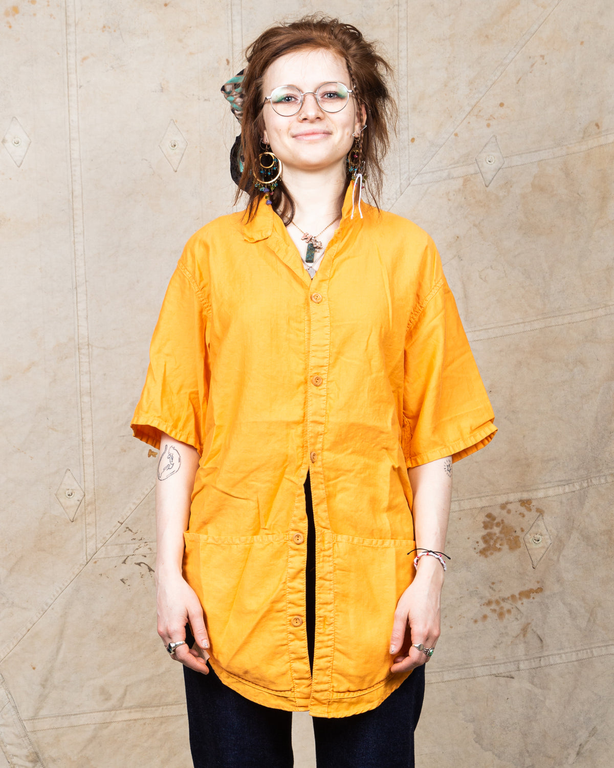 Tender Type 443 Short Sleeve Compass Pocket Shirt Annatto Dyed