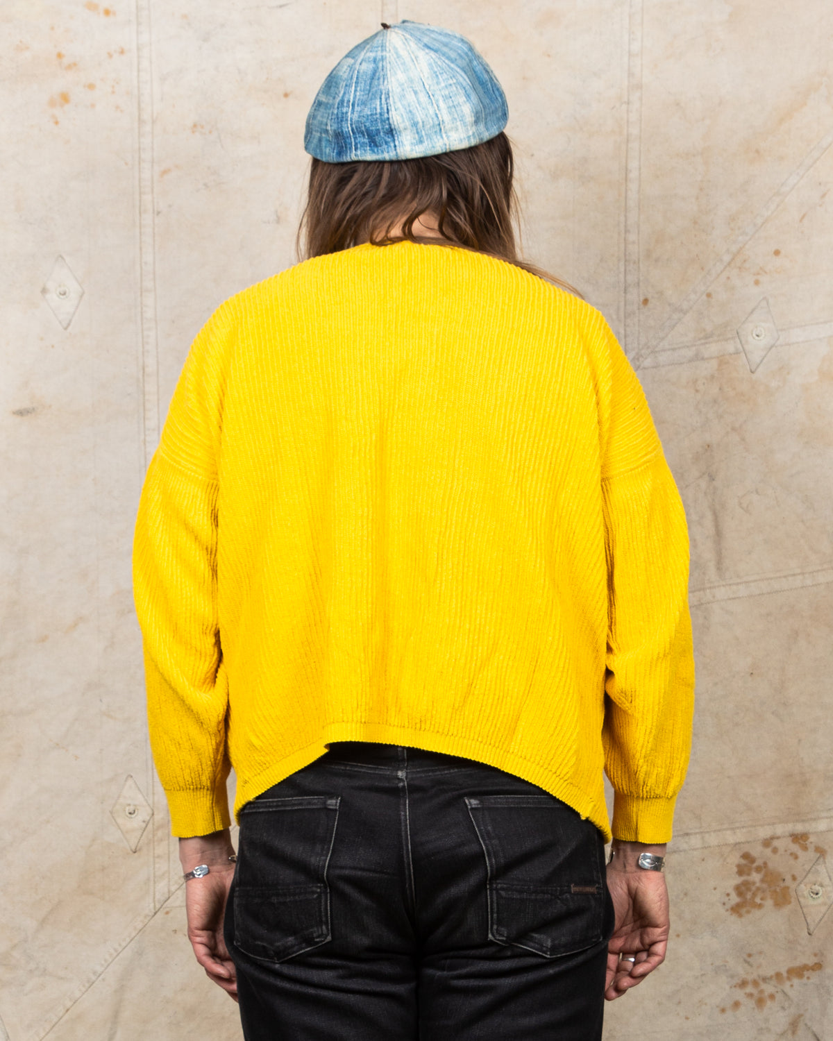Tender Type 740 Bucket Pocket Rib Shoulder Cardigan Turmeric Dyed