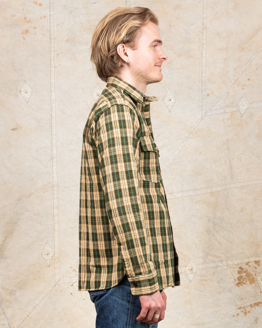 Warehouse & Co Lot 3022 Heavy Flannel Shirt Green Beige