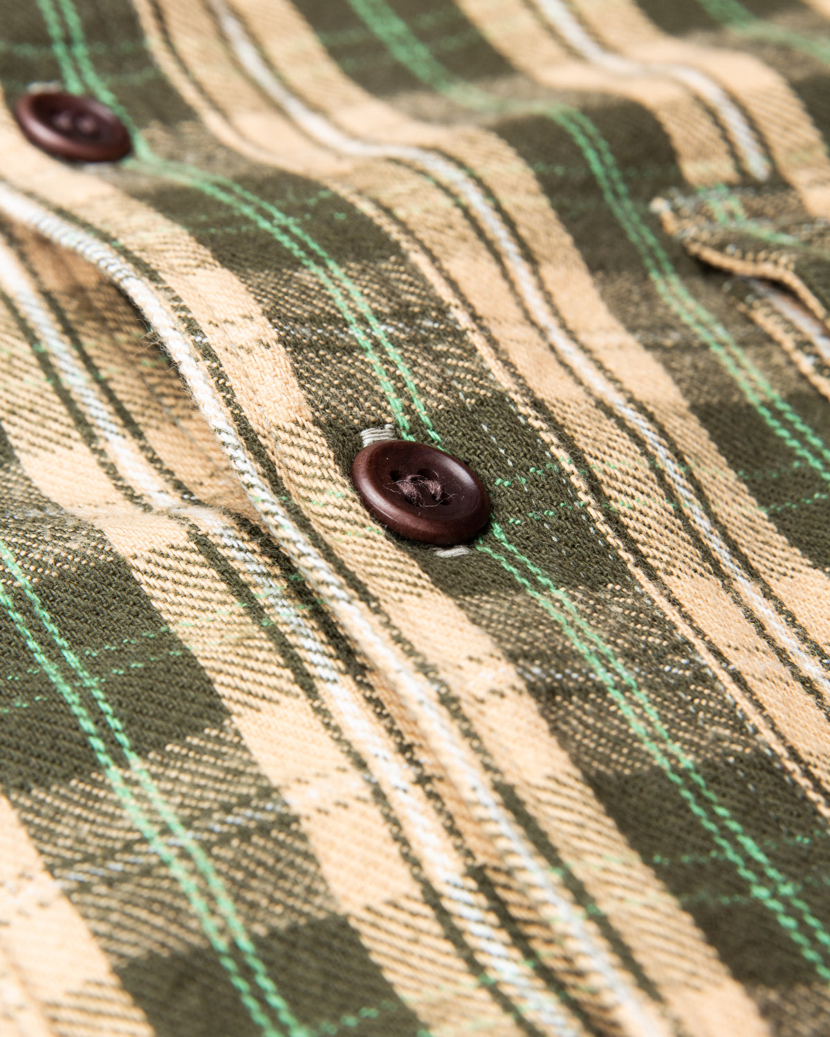Warehouse & Co Lot 3022 Heavy Flannel Shirt Green Beige