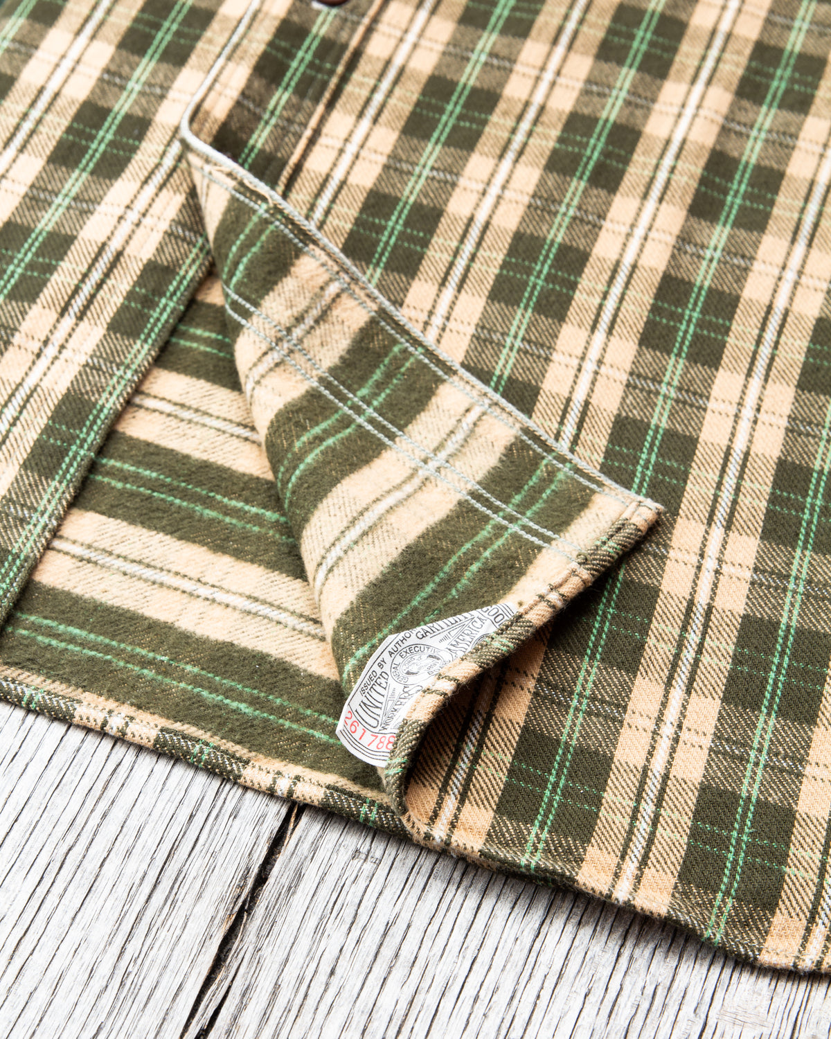 Warehouse & Co Lot 3022 Heavy Flannel Shirt Green Beige