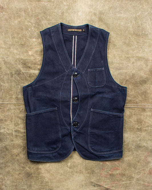 Second Hand Rising Sun Jeans & Co. Duck Canvas Indigo Vest Size Small