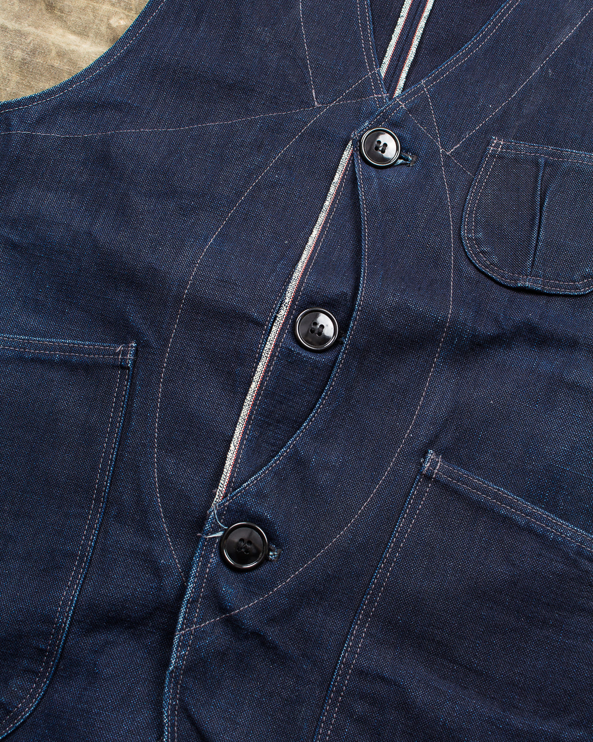 Second Hand Rising Sun Jeans & Co. Duck Canvas Indigo Vest Size Small