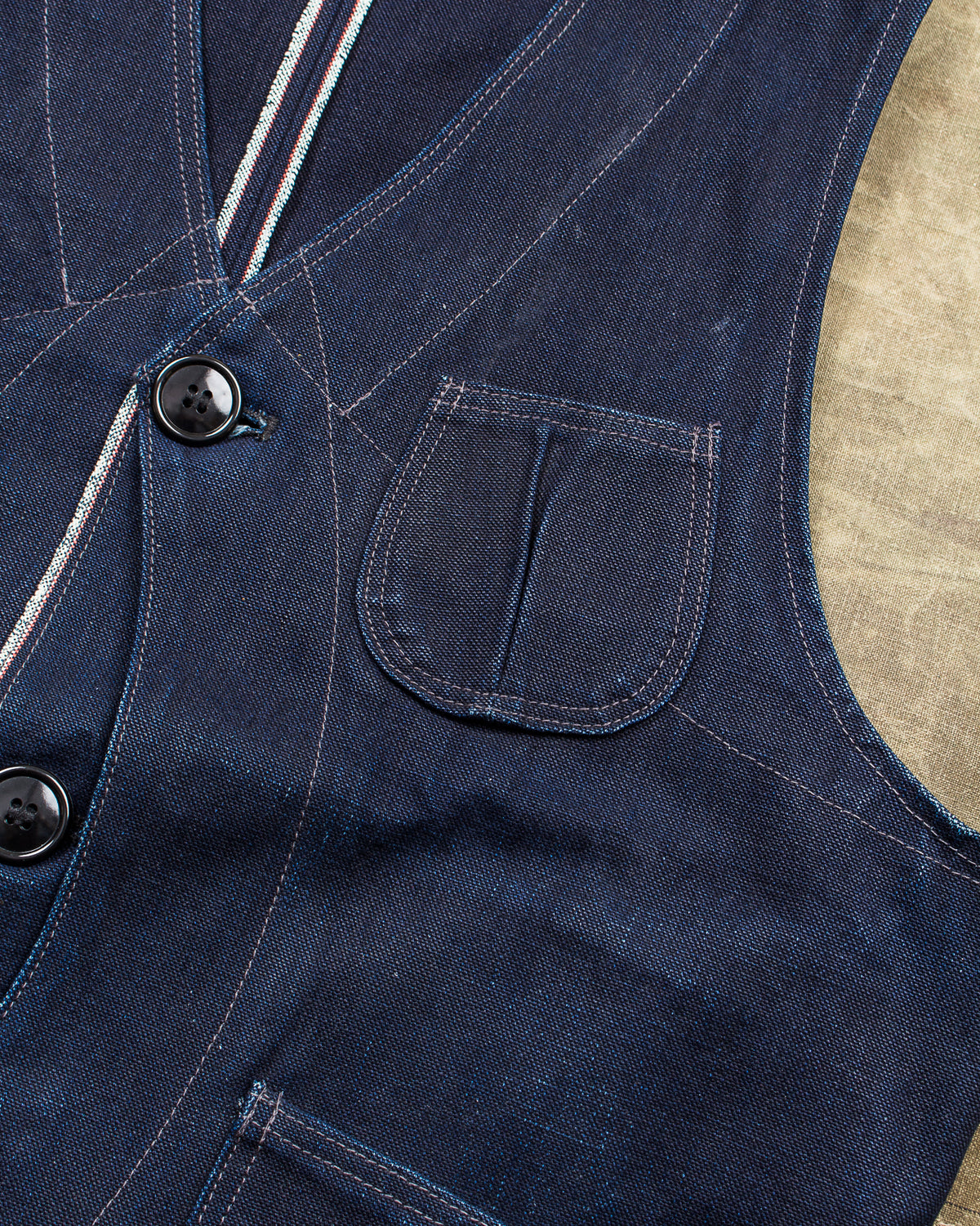 Second Hand Rising Sun Jeans & Co. Duck Canvas Indigo Vest Size Small