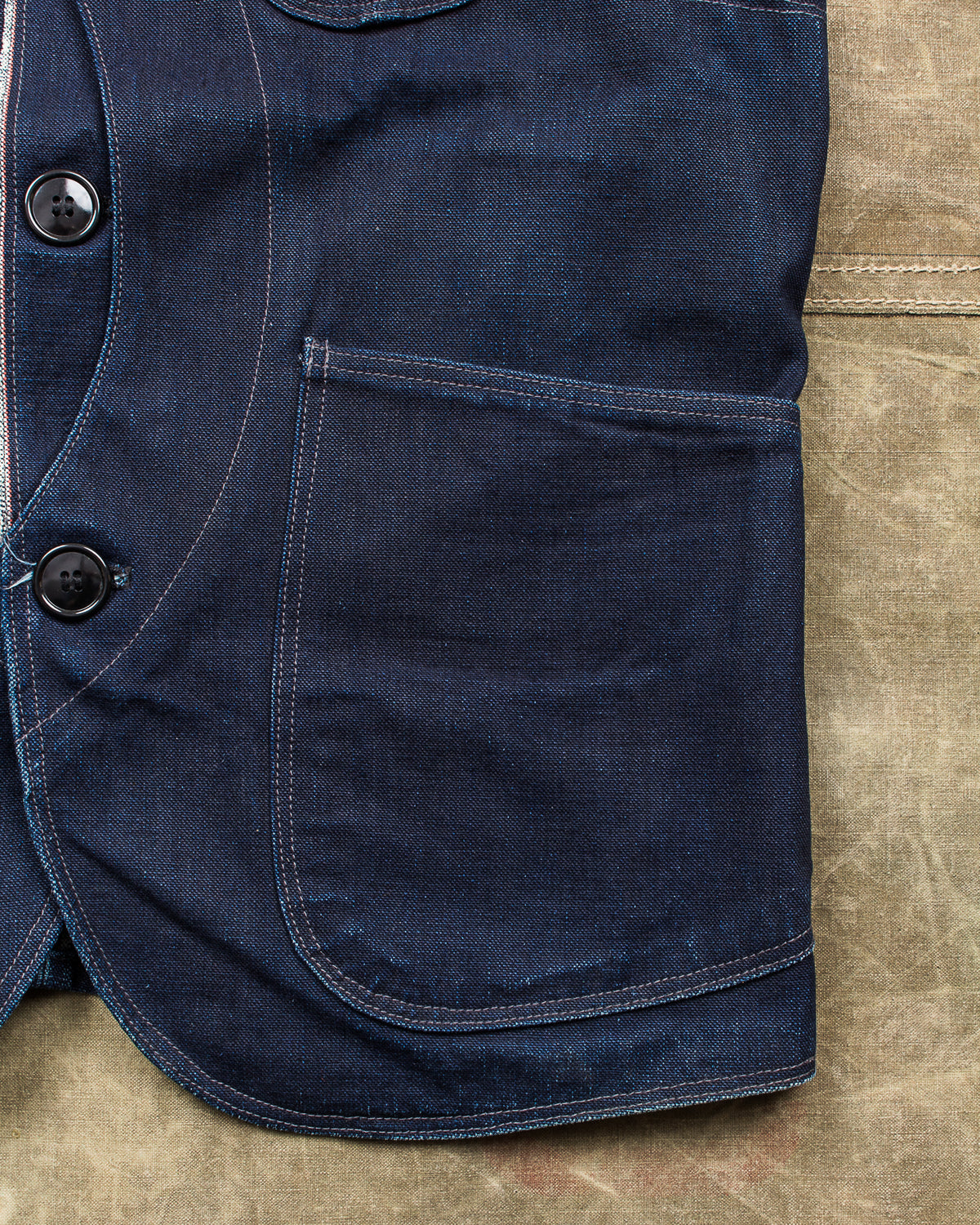 Second Hand Rising Sun Jeans & Co. Duck Canvas Indigo Vest Size Small