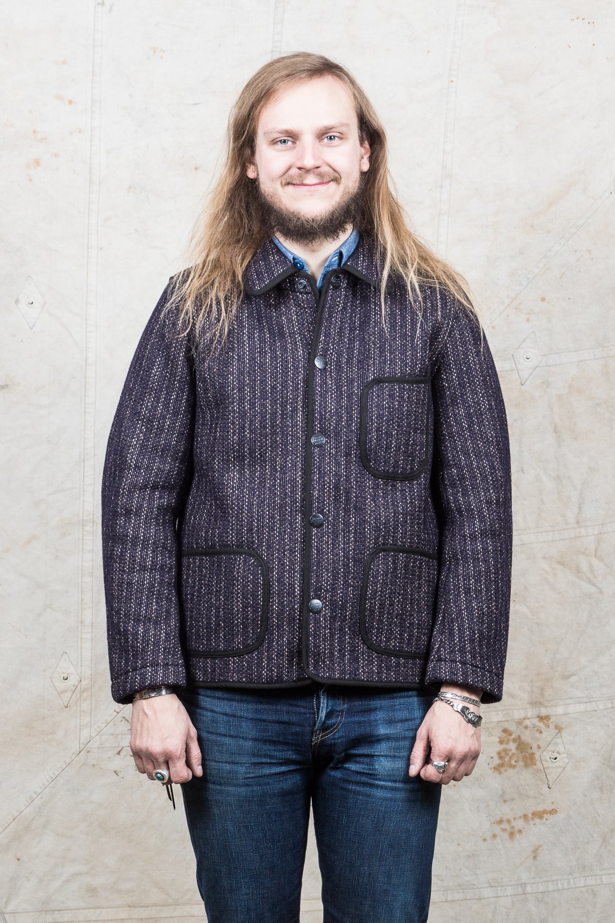 Browns Beach Jacket Navy Stripe