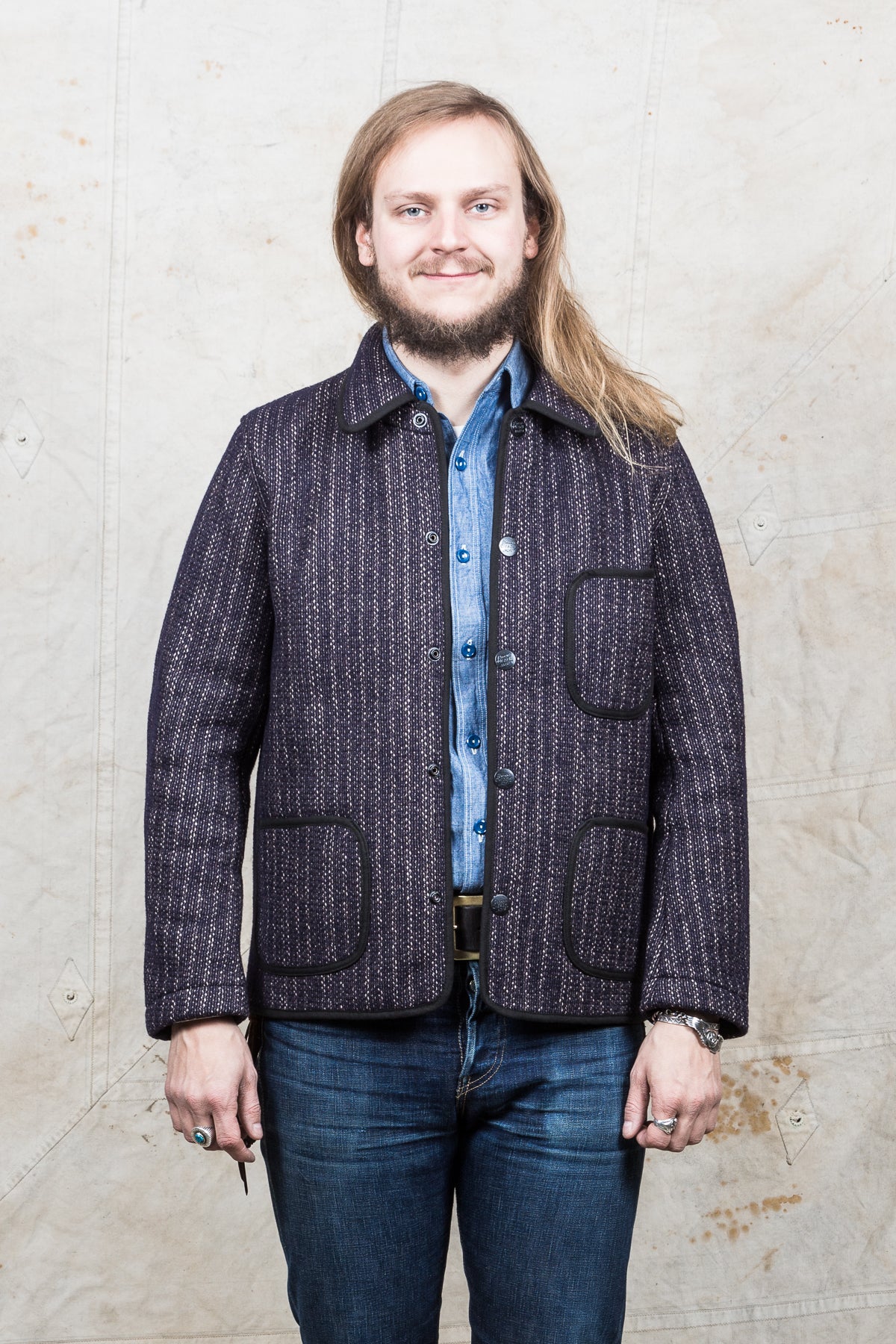 Browns Beach Jacket Navy Stripe