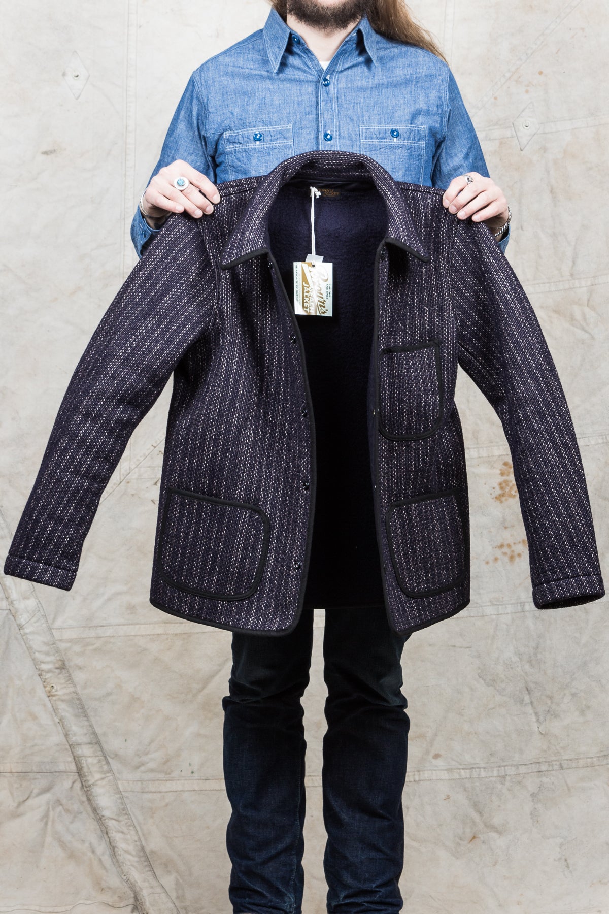Browns Beach Jacket Navy Stripe