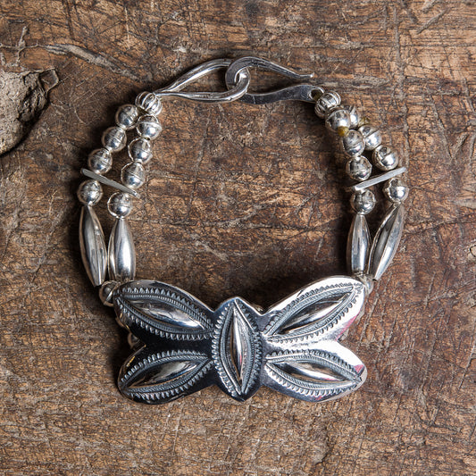 Larry Smith BR-0114 Butterfly Beads Silver Bracelet