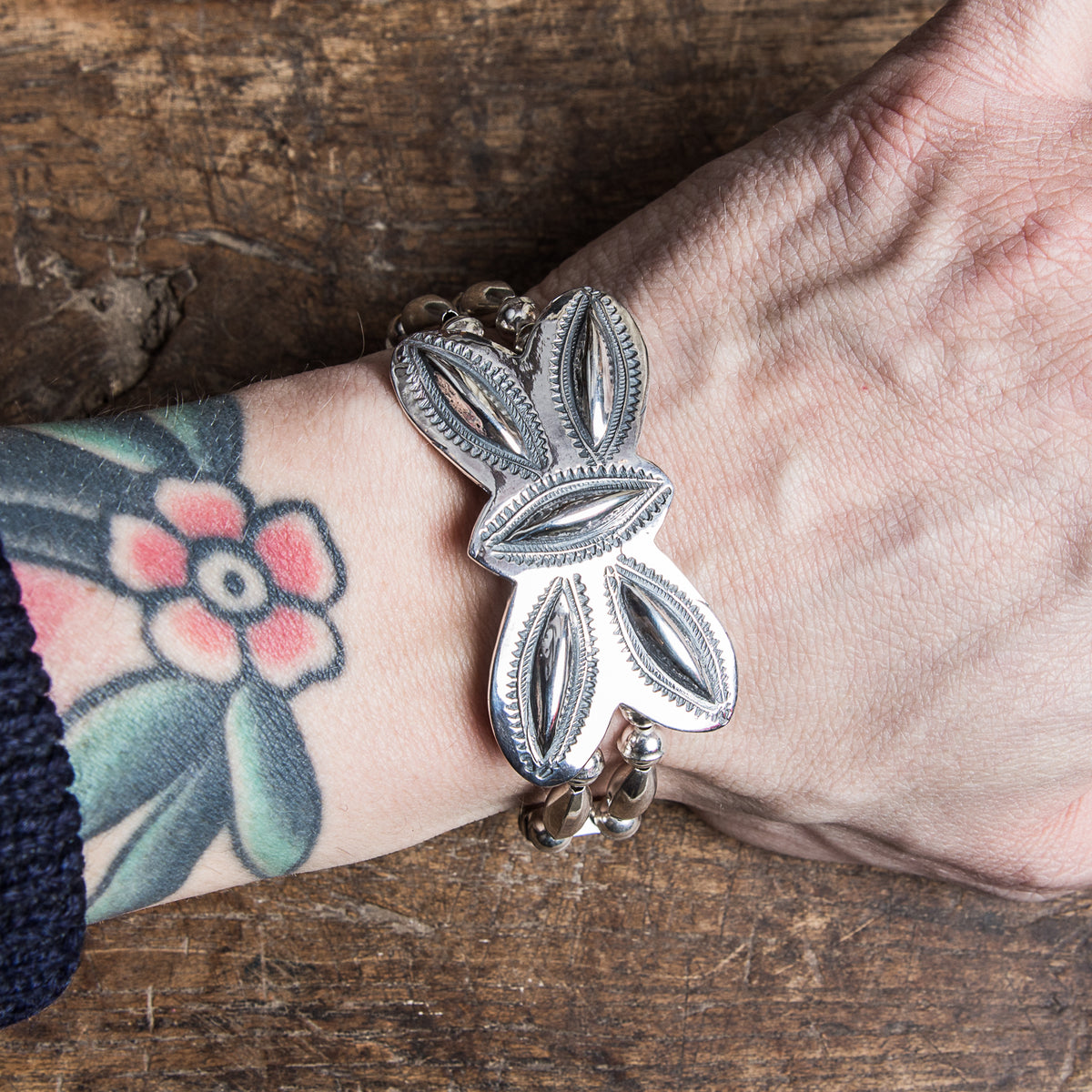 Larry Smith BR-0114 Butterfly Beads Silver Bracelet